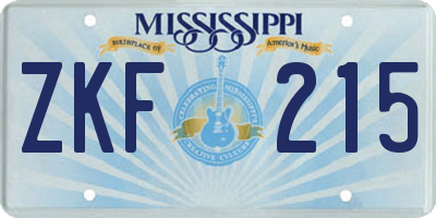MS license plate ZKF215