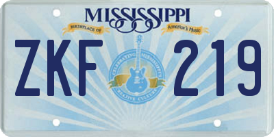 MS license plate ZKF219