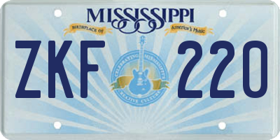 MS license plate ZKF220