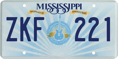 MS license plate ZKF221