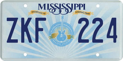 MS license plate ZKF224