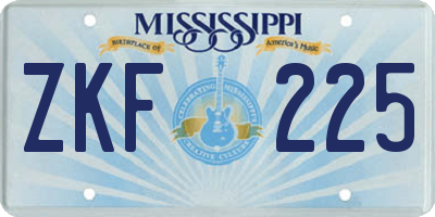 MS license plate ZKF225