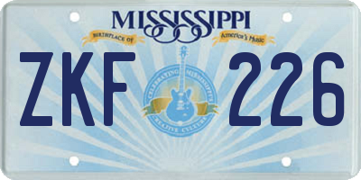 MS license plate ZKF226