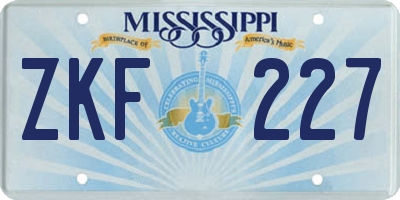 MS license plate ZKF227