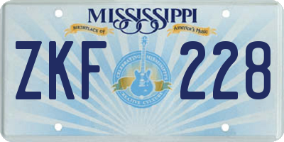 MS license plate ZKF228