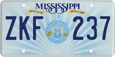 MS license plate ZKF237