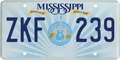 MS license plate ZKF239
