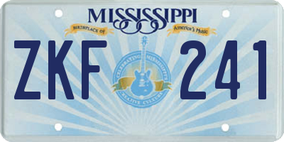 MS license plate ZKF241