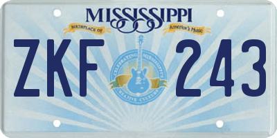 MS license plate ZKF243
