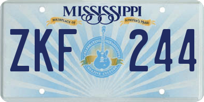 MS license plate ZKF244