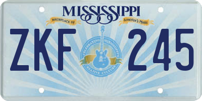 MS license plate ZKF245