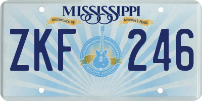 MS license plate ZKF246
