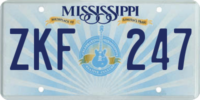 MS license plate ZKF247