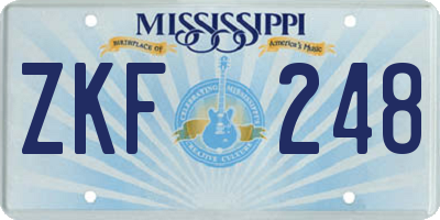 MS license plate ZKF248