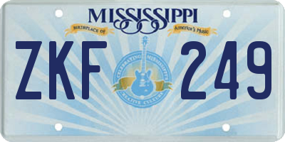 MS license plate ZKF249