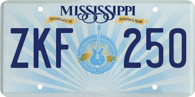 MS license plate ZKF250