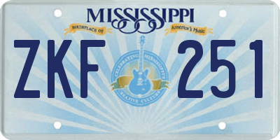 MS license plate ZKF251