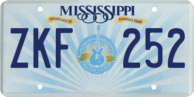 MS license plate ZKF252
