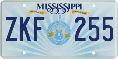 MS license plate ZKF255