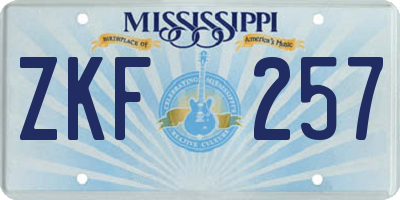 MS license plate ZKF257