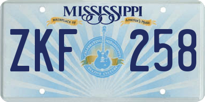 MS license plate ZKF258