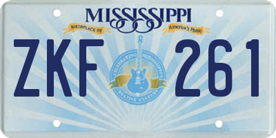 MS license plate ZKF261