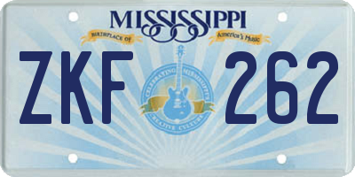 MS license plate ZKF262