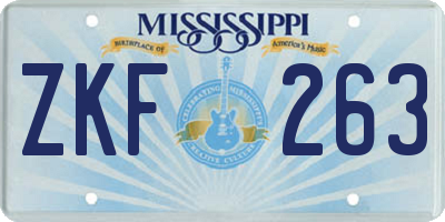 MS license plate ZKF263