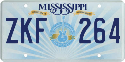 MS license plate ZKF264