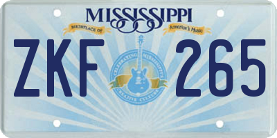 MS license plate ZKF265