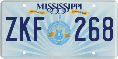 MS license plate ZKF268