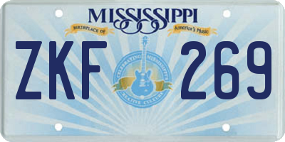 MS license plate ZKF269