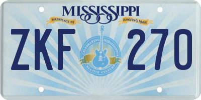 MS license plate ZKF270