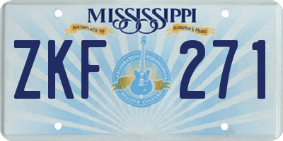 MS license plate ZKF271