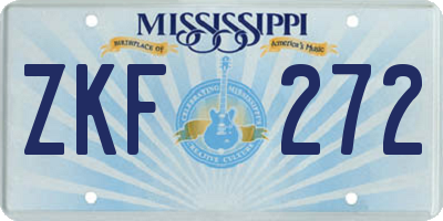 MS license plate ZKF272