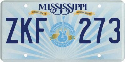 MS license plate ZKF273