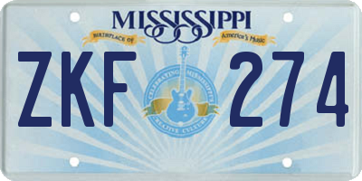 MS license plate ZKF274