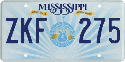 MS license plate ZKF275