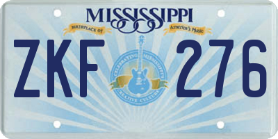 MS license plate ZKF276