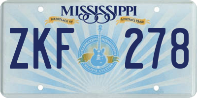 MS license plate ZKF278