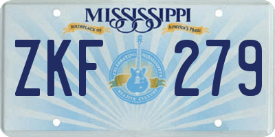 MS license plate ZKF279