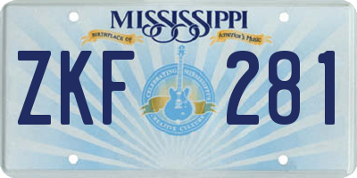 MS license plate ZKF281