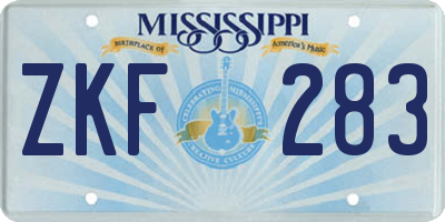 MS license plate ZKF283
