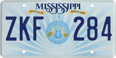MS license plate ZKF284