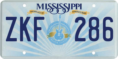 MS license plate ZKF286
