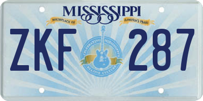 MS license plate ZKF287