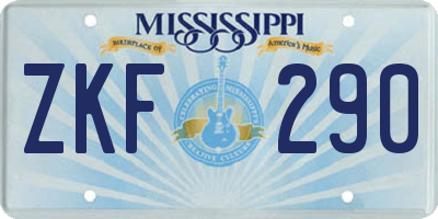 MS license plate ZKF290