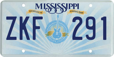MS license plate ZKF291