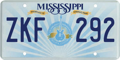 MS license plate ZKF292