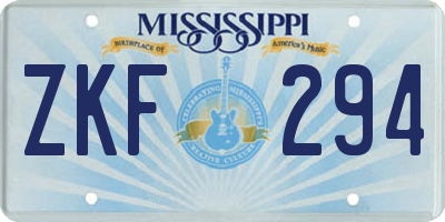 MS license plate ZKF294